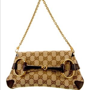 Tom Ford  HORSEBIT 1955 CLOTH MINI BAG - BROWN 
Gold-Tone
Leather Trim
Dust Bag